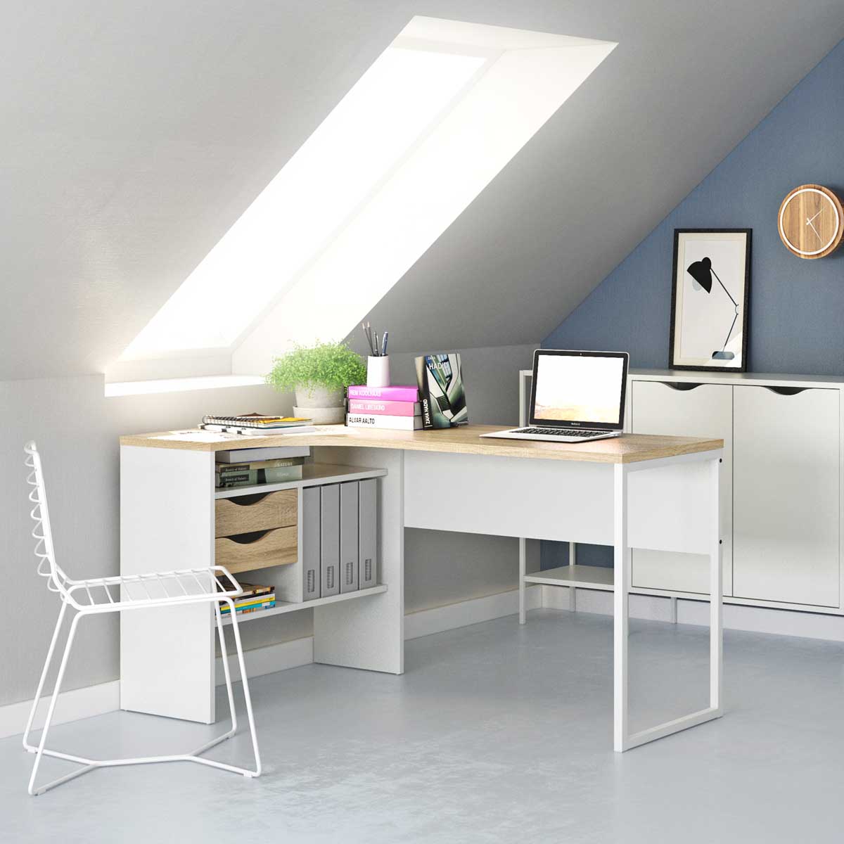 Function Plus Office Furniture White and Oak